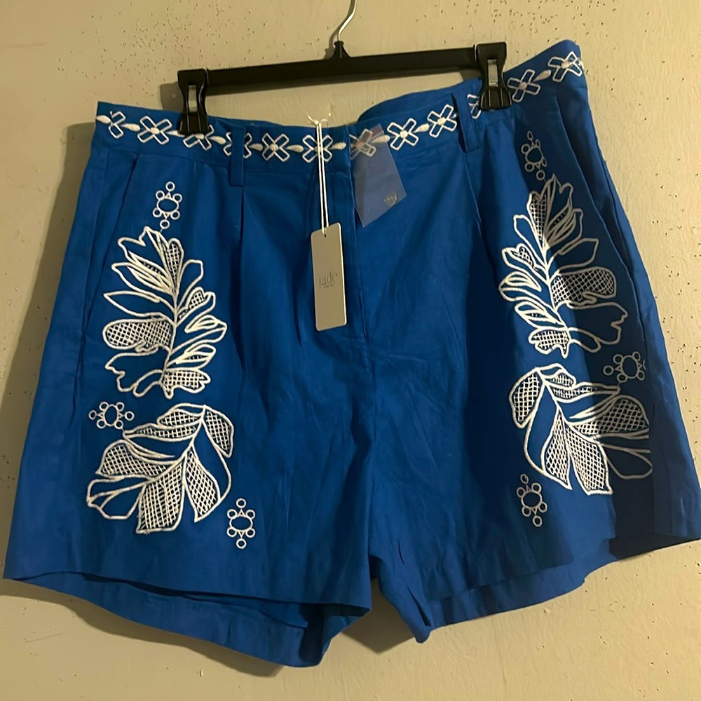 2 piece Jade Johnny Was Jodie Easy Jacket Blue and White Embroidered Set - Picture 6 of 11
